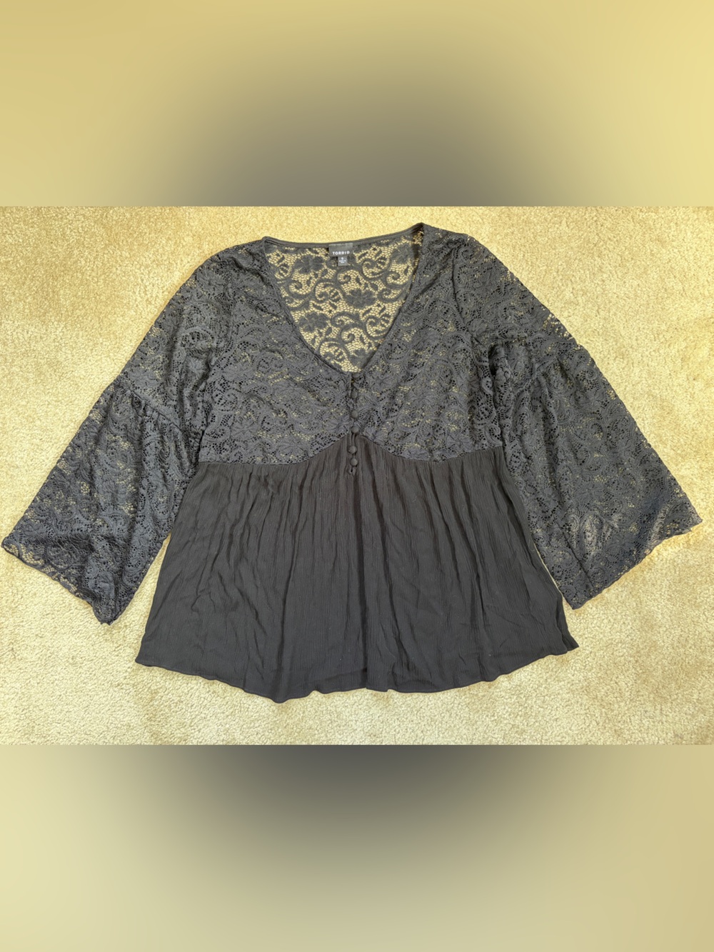 Torrid Black Lace V-Neck Women's Top